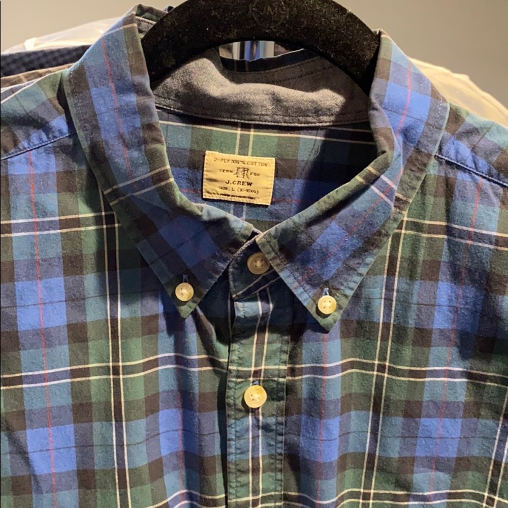 J. CREW men’s large plaid button down shirt